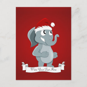 Christmas elephant cartoon holiday postcard