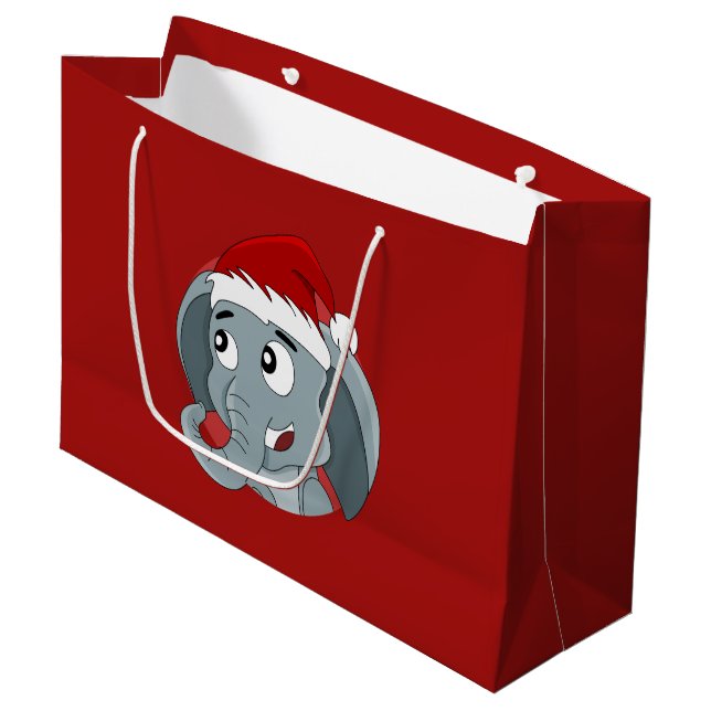 Christmas elephant cartoon large gift bag (Front Angled)