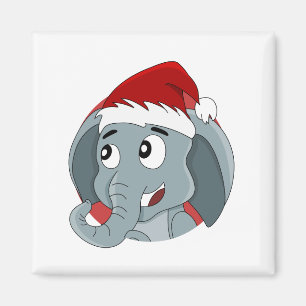 Christmas elephant cartoon magnet