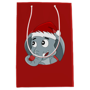 Christmas elephant cartoon medium gift bag
