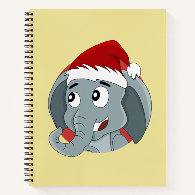 Christmas elephant cartoon notebook (Front)