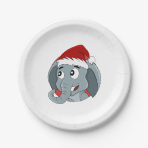 Christmas elephant cartoon paper plates