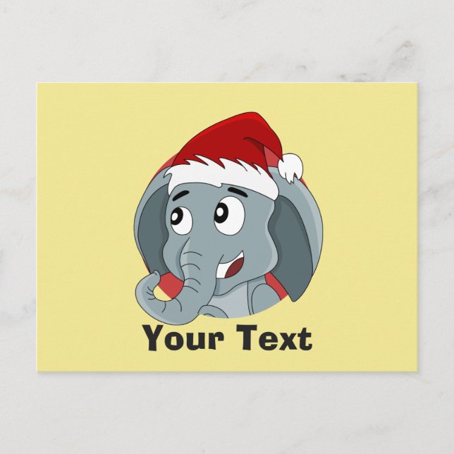 Christmas elephant cartoon postcard (Front)