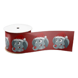 Christmas elephant cartoon  satin ribbon