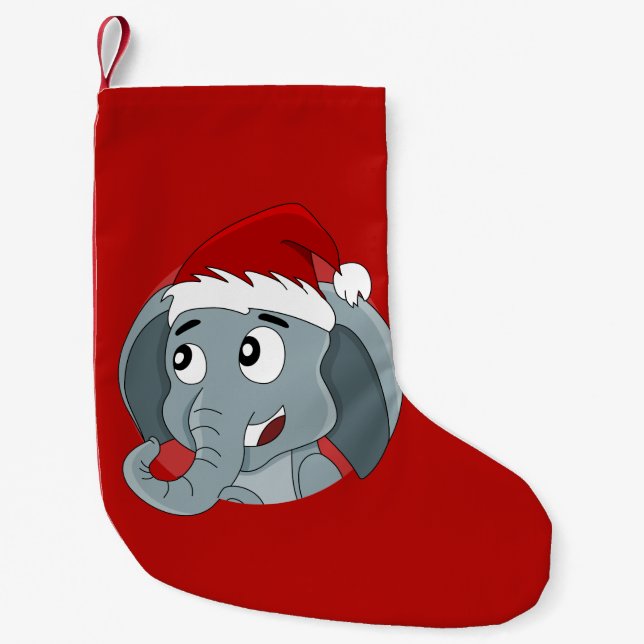 Christmas elephant cartoon small christmas stockin stocking (Front)