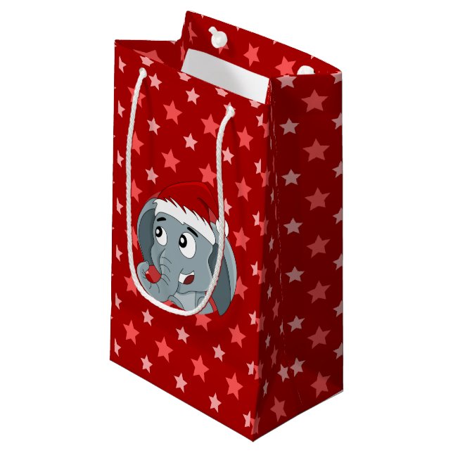 Christmas elephant cartoon small gift bag (Front Angled)