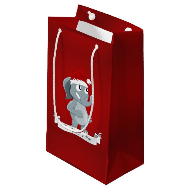 Christmas elephant cartoon small gift bag (Front Angled)