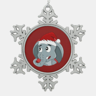 Christmas elephant cartoon snowflake pewter christ snowflake pewter christmas ornament
