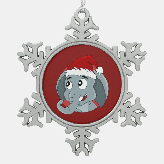 Christmas elephant cartoon snowflake pewter christ snowflake pewter christmas ornament (Front)