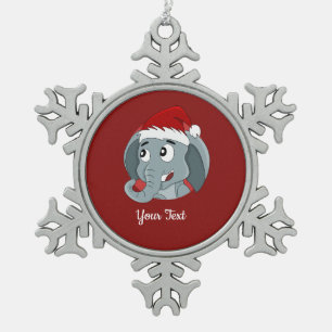 Christmas elephant cartoon snowflake pewter christ snowflake pewter christmas ornament