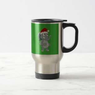 Christmas elephant cartoon travel mug