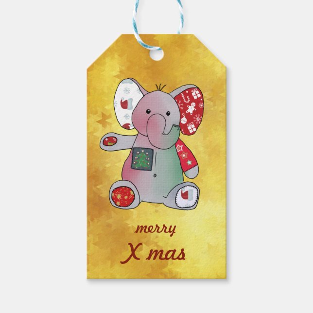 Christmas elephant gift tags (Front)