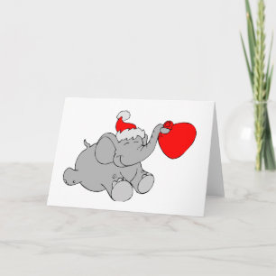 Christmas Elephant Heart Holiday Card