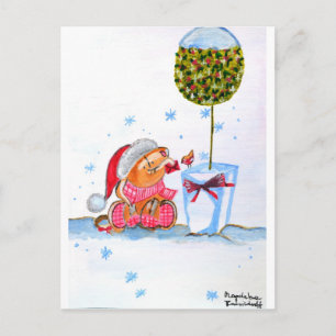 Christmas Elephant Holiday Postcard