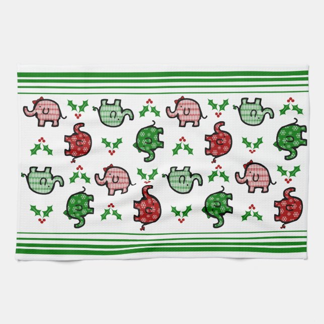 Christmas Elephant Kitchen Towel (Horizontal)