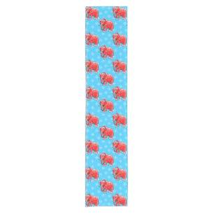 Christmas Elephant Pattern Wildlife Nature Short Table Runner