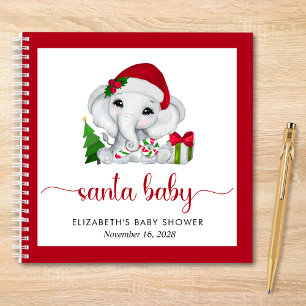 Christmas Elephant Santa Baby Shower Guest Book