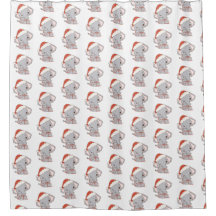 Christmas Elephant Shower Curtain