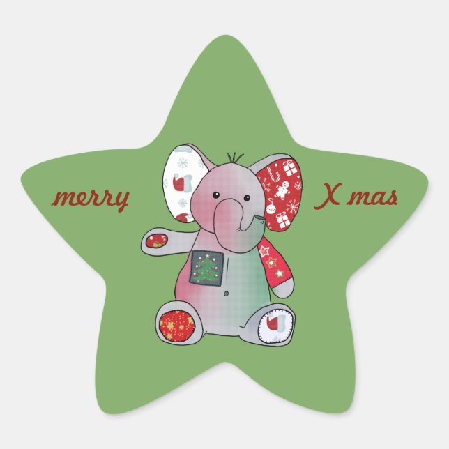 Christmas elephant star sticker (Front)
