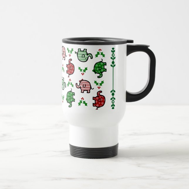 Christmas Elephant Thermal Tumbler Travel Mug (Right)
