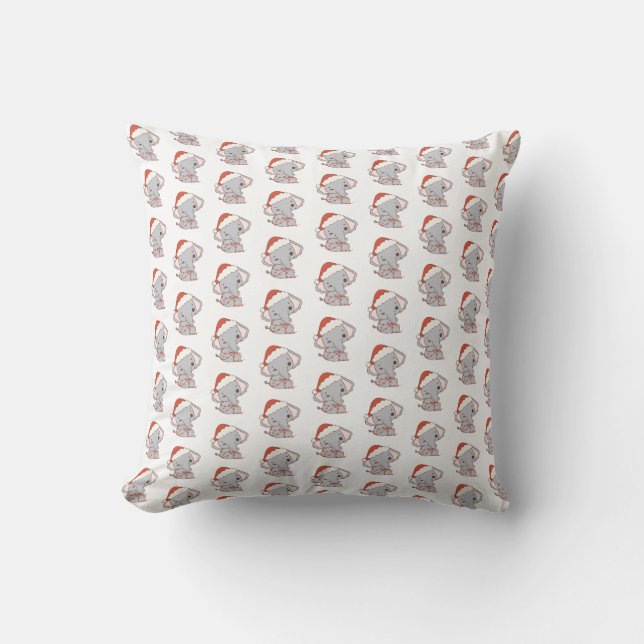 Christmas Elephant Throw Pillow (Front)