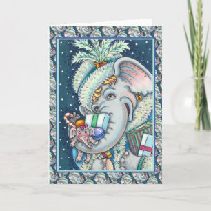 CHRISTMAS ELEPHANT, TRUNKFUL OF GIFTS & GOOD CHEER HOLIDAY CARD