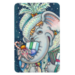 CHRISTMAS ELEPHANT, TRUNKFUL OF GIFTS & GOOD CHEER MAGNET