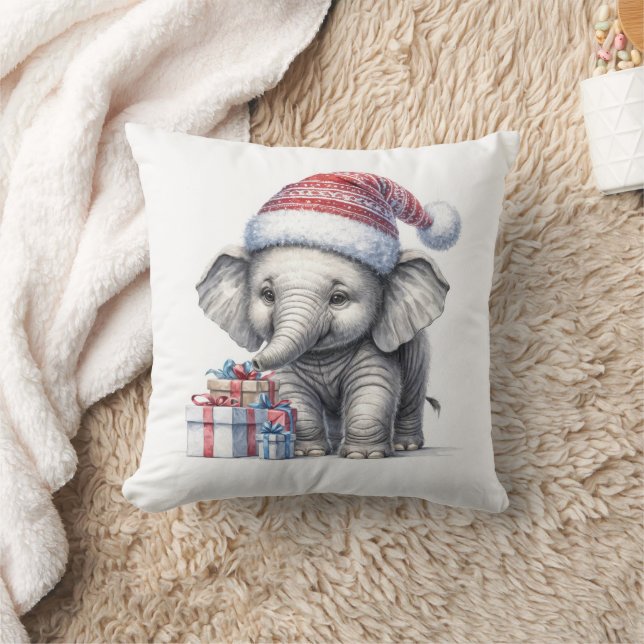 Christmas Elephant With Gifts Cushion (Blanket)