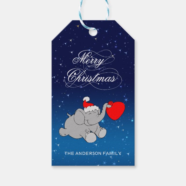 Christmas Elephant With Gifts Gift Tags (Front)