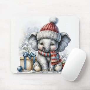 Christmas Elephant With Gifts Mouse Mat