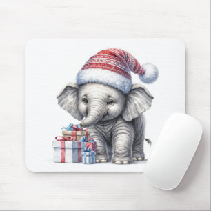 Christmas Elephant With Gifts Mouse Mat