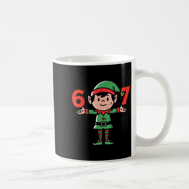 Christmas Elf 67 Cute Xmas 6 7 Meme Gen Alpha Boys Coffee Mug (Right)