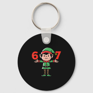 Christmas Elf 67 Cute Xmas 6 7 Meme Gen Alpha Boys Key Ring