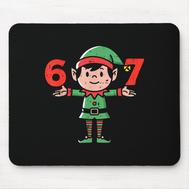 Christmas Elf 67 Cute Xmas 6 7 Meme Gen Alpha Boys Mouse Mat (Front)