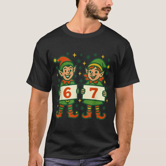 Christmas Elf 6 7 Meme Funny Holiday Elves Gen Alp T-Shirt (Front)