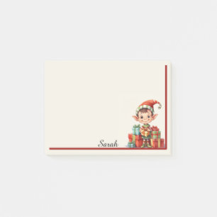 Christmas Elf Add Recipients Name Office Gift Post-it Notes