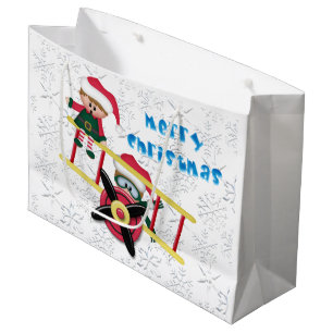 Christmas Elf Aeroplane large gift bag