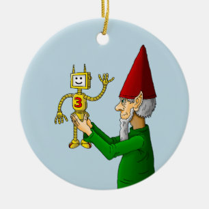 Christmas Elf and Robot Ceramic Tree Decoration