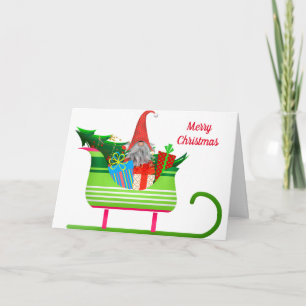 Christmas Elf And Sleigh Card