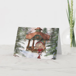 Christmas Elf at North Pole Greeting Card