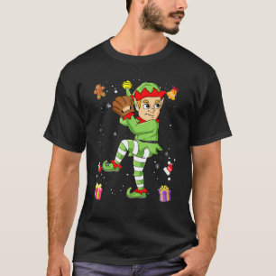 Christmas Elf Baseball Pitcher Boys Kids Teens Xma T-Shirt