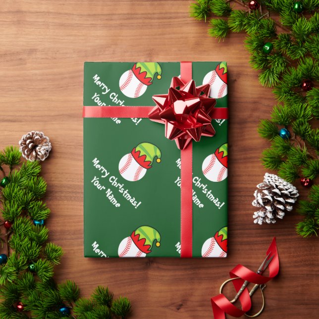 Christmas elf baseball wrapping paper for kids (Holiday Gift)