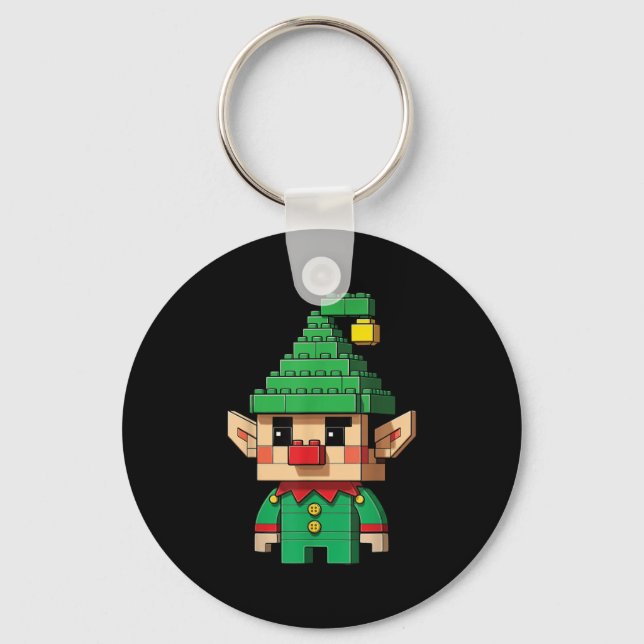 Christmas Elf Block Building Builder Brick Master  Key Ring (Front)
