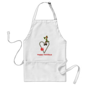 Christmas Elf Candy Cane Heart Holiday Standard Apron