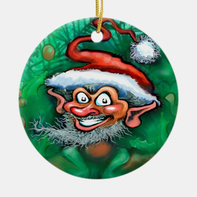 Christmas Elf Ceramic Tree Decoration (Front)