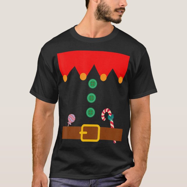Christmas Elf Costume Funny Xmas Holiday T-Shirt (Front)