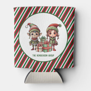 Christmas Elf Custom Name Holiday Can Cooler