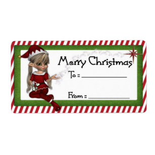 Christmas Elf D1 :: Fantasy Christmas Gift Label
