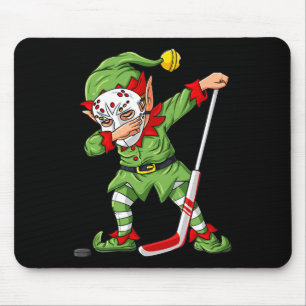 Christmas Elf Dabbing Ice Hockey Player Boys Kids Mouse Mat