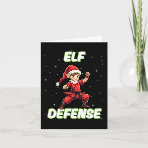 Christmas Elf Defence Funny Martial Arts Karate Ki Card